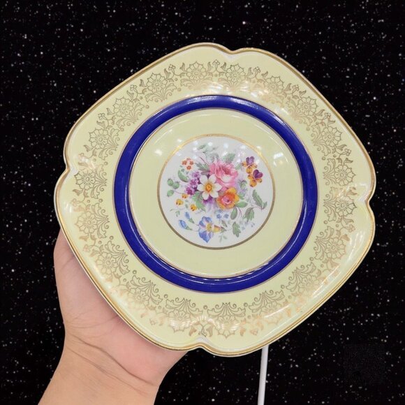 JOHNSON BROTHERS England Pareek Plates Floral Center Set 7 Square Ceramic 7.5"W - Picture 3 of 11